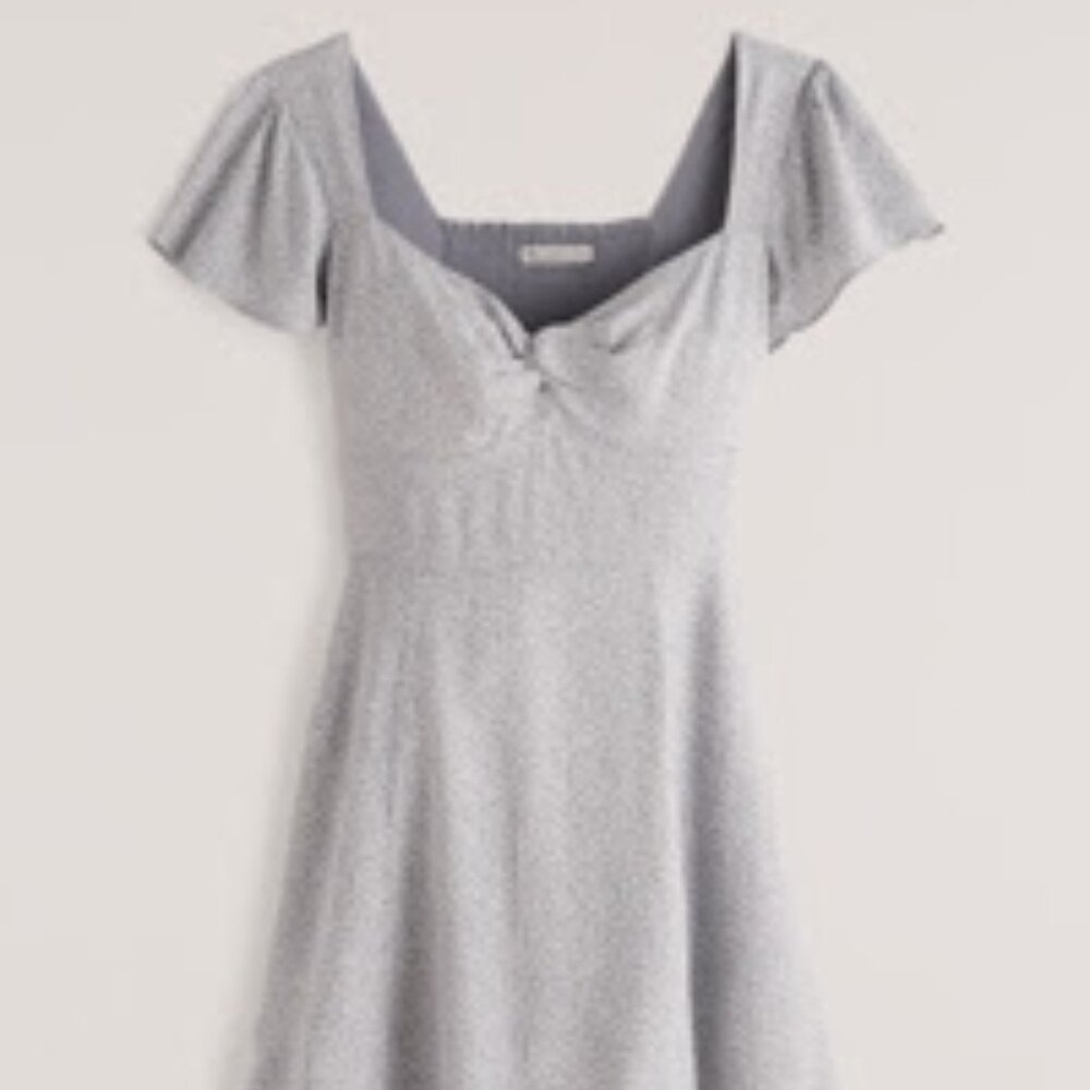 Abercrombie & Fitch Knot Front Blue Pattern Mini Dress | Size Medium